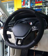 Vw Polo Uyumlu Alkantara Direksiyon Kılıfı Dikmeli Noktalı Nubuk Siyah 2017 Ve Sonrası thumbnail 2