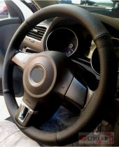 Vw Polo 2017 > Uyumludur Dikme Direksiyon Kılıfı Noktalı-Soft Siyah - 1