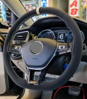 Vw Polo 2017 Ve Sonrası Uyumlu Dikmeli Direksiyon Kılıfı Alkantara Bej Yüzüklü - 1