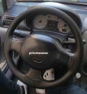 Ford Focus 1 Uyumlu Direksiyon Kılıfı Dikmeli Soft Siyah Deri Siyah İpli A+PLUS ( 38×10.5CM ) - 1