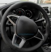 Fiat Egea Uyumlu Dikmeli Direksiyon Kılıfı Soft Siyah Deri-Siyah İpli ( 38×11CM ) thumbnail 2