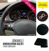 Universal Dikmeli Direksiyon Kılıfı Soft Kırmızı İpli - 2