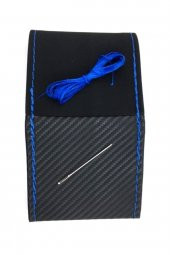 Universal Alkantra Karbon Dikmeli Direksiyon Kılıfı Mavi Yüzüklü thumbnail 3