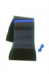 Universal Alkantra Karbon Dikmeli Direksiyon Kılıfı Mavi Yüzüklü thumbnail 2