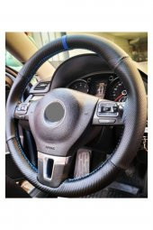 Universal Noktalı & Karbon Dikmeli Direksiyon Kılıfı Mavi Yüzüklü-mavi Ipli thumbnail 1