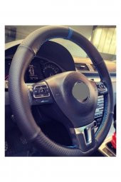 Universal Noktalı & Karbon Dikmeli Direksiyon Kılıfı Mavi Yüzüklü-mavi Ipli thumbnail 2