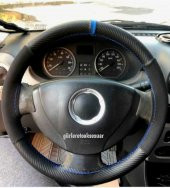 Dacia Duster Uyumlu Dikmeli Direksiyon Kılıfı Alkantara Karbon Kırmızı Yüzüklü thumbnail 1