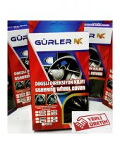 Universal dikmeli direksiyon kılıfı kokusuz terletmez soft bej ipli(38×10CM) thumbnail 2