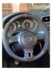 VW Passat B7 Kasa Uyumlu Alkantara-Karbon Dikmeli Direksiyon Kılıfı Kırmızı Yüzüklü A+Plus thumbnail 1