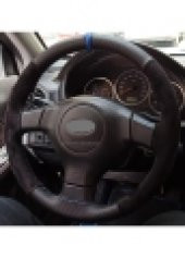 Subaru Brz Uyumlu Dikmeli Direksiyon Kılıfı Alkantara Karbon Mavi Yüzüklü thumbnail 2