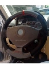 Fiat Panda Uyumlu Dikmeli Direksiyon Kılıfı Alkantara Karbon Kırmızı Yüzüklü thumbnail 2