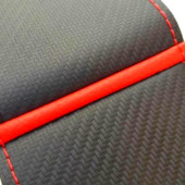 Universal Oto Kırmızı Yüzüklü Alcantara Karbon Oto Dikmeli Direksiyon Kılıfı Nubuk Karbon - 4