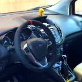 Universal Oto Kırmızı Yüzüklü Alcantara Karbon Oto Dikmeli Direksiyon Kılıfı Nubuk Karbon - 5