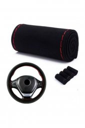 Vw Passat B8-b8,5 Uyumlu Alkantara Kırmızı İpli Dikmeli Direksiyon Kılıfı 2015 Ve Sonrası thumbnail 1