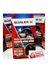 Universal Dikmeli Direksiyon Kılıfı Iki Renkli Gri Siyah Soft Esnek Kokusuz Standart 38 Cm - 3