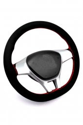 Vw Passat B8-b8,5 Uyumlu Alkantara Kırmızı İpli Dikmeli Direksiyon Kılıfı 2015 Ve Sonrası thumbnail 3