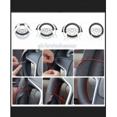 Universal Deri Direksiyon Kılıfı Dikmeli Soft Siyah Deri-Gri İpli (38CM-10.5CM) thumbnail 4