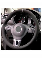 Toyota Corolla 2013+ Uyumlu Alkantara Nubuk Dikmeli Direksiyon Kılıfı Gri Yüzüklü thumbnail 1