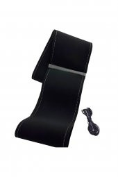 VW Transporter T5 Uyumlu Dikmeli Direksiyon Kılıfı Alkantra Gri Yüzüklü thumbnail 2