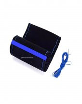 VW Caddy 2004-2020 Uyumlu Dikmeli Direksiyon Kılıfı Alkantra Mavi Yüzüklü thumbnail 3