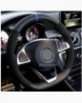 Opel Vectra D Uyumlu Alkantara-Karbon Dikmeli Direksiyon Kılıfı Mavi Yüzüklü thumbnail 1