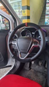 Opel Vectra A Kasa Uyumlu Deri Direksiyon Kılıfı Dikmeli Noktalı-Alkantara Kırmızı Yüzüklü thumbnail 1