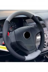 Fiat Linea Uyumlu Dikmeli Direksiyon Kılıfı Siyah Deri 4prç Gri-siyah - 1