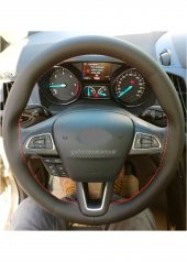 Ford Focus 3 Uyumlu Kırmızı İpli Deri Dikmeli Direksiyon Kılıfı (38×10.5cm) - 2
