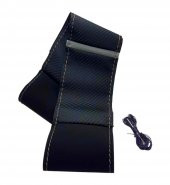 Fiat Linea Uyumlu Direksiyon Kılıfı Karbon - Alkantra Gri Yüzüklü Gri İpli thumbnail 1