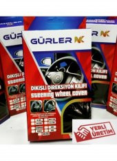 Nissan Primera Uyumlu Noktalı-Karbon Gri Yüzüklü Deri Dikmeli Direksiyon Kılıfı - 3