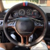 Bmw E30 Uyumlu M-Çizgili Oto Deri Dikmeli Direksiyon Kılıfı thumbnail 2