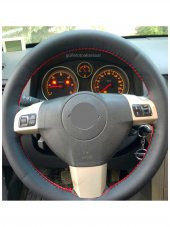 Opel Astra H Uyumlu Deri Direksiyon Kılıfı Soft Kırmızı İpli 38×10CM - 2