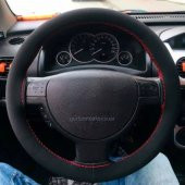 Vw Passat Uyumlu Nubuk Alkantara Dikmeli Direksiyon Kılıfı Kırmızı Ipli thumbnail 2