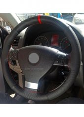 VW Passat B8,5 Kasa Uyumlu Dikmeli Direksiyon Kılıfı Karbon Delikli Kırmızı Yüzüklü thumbnail 1