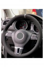 Vw Passat Uyumlu Dikmeli Direksiyon Kılıfı Alkantara Gri Yüzüklü A+ Plus thumbnail 1