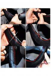 Audi A4 Uyumlu Direksiyon Kılıfı Delikli Dikmeli 38×11Cm thumbnail 3