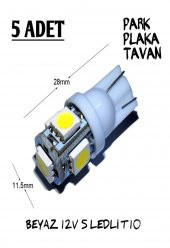 5 ADET T10 Led 12V beyaz renk park plaka tavan ampül ortam aydınlatma - 1