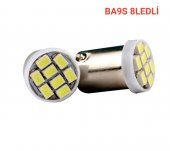 BA9S led ampul soket tipi ba9s tırnaklı 8 ledli beyaz 12V 2ad MİNİ BOY - 1