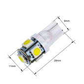 T10 Park Ledi Dipsiz 5 Ledli Led Beyaz Araç Ampulü 5 ADET thumbnail 4