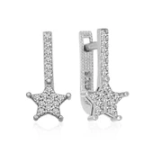 Lucky Life 925 Ayar Gumuss Sallantılı Yıldız Taşlı Küpe - 1