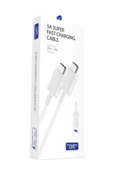S5 45 Watt Hızlı Şarj Destekli 5A İki Ucu Type-C Şarj ve Veri Aktarma Kablosu Orjinal Dayanıklı - 1