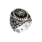 Lucky Life 925 Ayar Gumuss Osmanlı Arması Oval Erkek Yüzük - 1