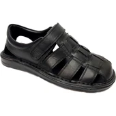 Moda Ayakkabı 0453 Siyah Deri Erkek Sandalet - 2
