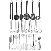 24 Parça Kepçe Spatula Kevgir Mutfak Servis Seti Servis Gereçleri Servis Maşa Takımı Mutfak Ürünleri - 1