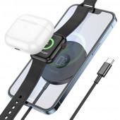 Manyetik  Wireless Kablosuz Type-C  şarj cihazı BQ18 3'ü 1 arada iWatch-phone -headset kulaklık - 1
