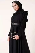 Kolları Piliseli Elbise Siyah thumbnail 2