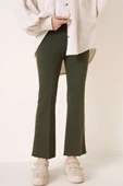 Bel Lastikli İspanyol Paça Pantolon Haki thumbnail 2