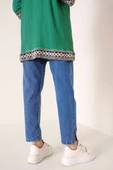 Paça Yırtmaçlı Jean Pantolon Orta Mavi - 3