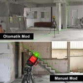 KOBB KBL34GTP 40 Metre Profesyonel Li-ion Şarjlı 3X360⁰ Otomatik Hizalamalı Yeşil Çapraz Çizgi Lazer Distomat + Tripod - 5