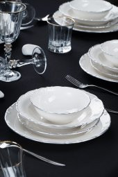 Acar Liyana 6 Kişilik 24 Parça Silver Porselen Yemek Takımı - 1